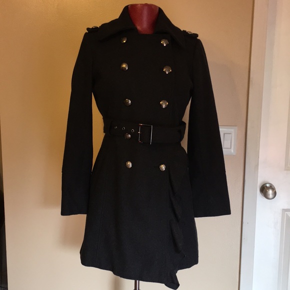 guess double breasted wool blend coat
